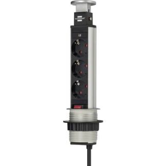 Brennenstuhl 1396200003 Socket tower 3x Aluminium , Black PG connector 1 pc(s)
