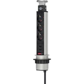 Brennenstuhl 1396200013 Socket tower 3x Aluminium , Black PG connector 1 pc(s)