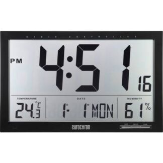 Eurochron EFWU Jumbo 100 Radio Wall clock 370 mm x 230 mm x 30 mm Black