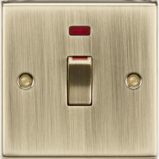 KnightsBridge Decorative 45A 1G DP Switch with Neon - Antique Brass