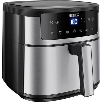 Princess Airfryer Air fryer 6 l 1500 W with display, Non-stick coating, Timer function, BPA-free, Overheat protection Black, Silver
