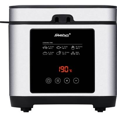 Steba DF 150 Deep fryer 2.5 l 1200 W Timer function, stepless thermostat, with display Stainless steel, Black