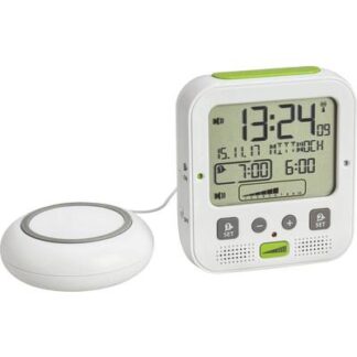 TFA Dostmann 60.2538.02 Radio Alarm clock White, Green Alarm times 2 Vibration alarm, High volume alarm , Large display