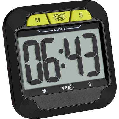 TFA Dostmann Digitaler Timer und Stoppuhr mit großen Ziffern Timer Black Digital