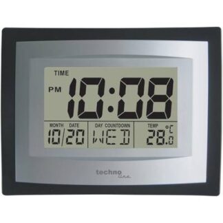 Techno Line WS 8004 Quartz Wall clock 220 mm x 170 mm x 35 mm Silver, Black