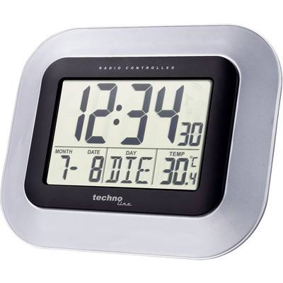 Techno Line WS 8005 Radio Wall clock 228 mm x 180 mm x 28 mm Silver, Black