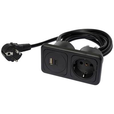 inprojal elektrosysteme 9016-114.81 Flush-mount socket incl. USB-C®, incl. USB charging port, Power Delivery IP20 Black