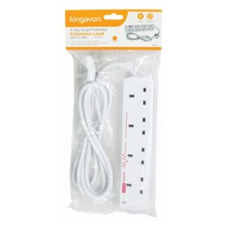 Kingavon 4 Way Surge Protected Extension Lead With 2M Cable