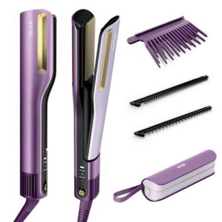 Shark SilkiPro Straight Hair Straightener + Dryer in One Tool with Heat-Resistant Storage Case in Plum Satin | HT401UKPU | by SharkNinja